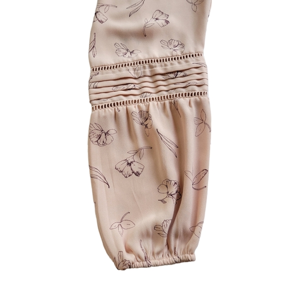 🌟 LC LAUREN CONRAD Light Peach Blouse Floral Peasant Balloon Sleeve Wm's Sz M - Picture 4 of 7